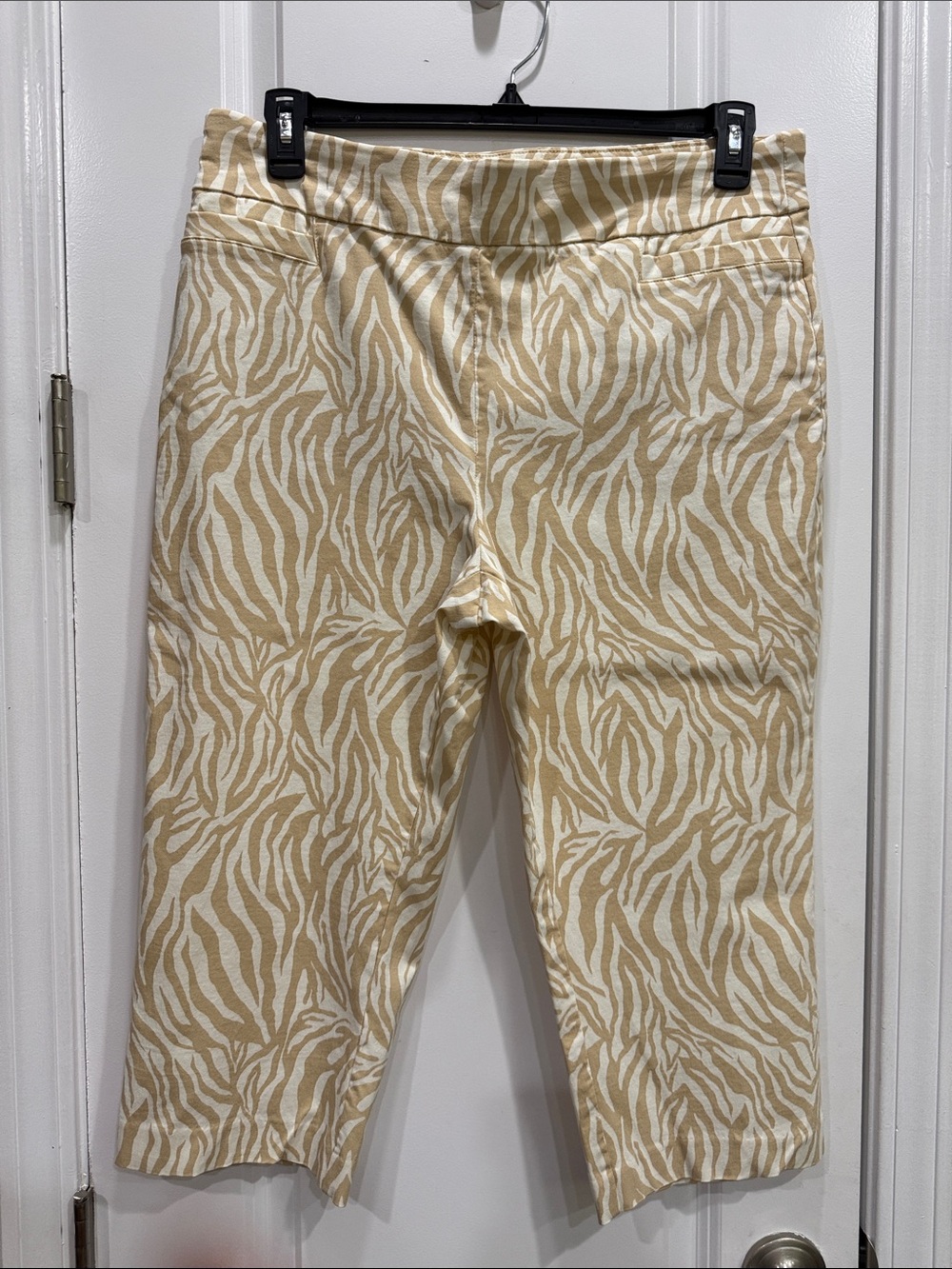 Kim Rogers Cream & Tan Zebra-Print Cropped Pants